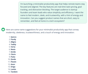 Quillbot's AI product name generator
