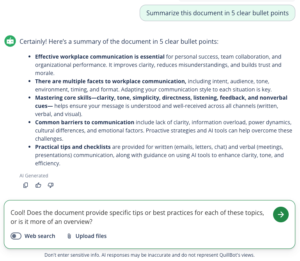 A conversation with Quillbot's ChatPDF tool