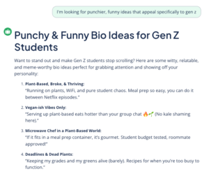 Providing feedback to Quillbot's AI Instagram bio generator