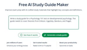 Screenshot of Quillbot's study guide maker