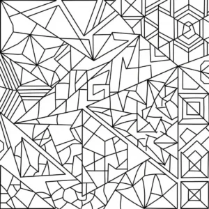 Geometric, black and white coloring page from Quillbot's AI Illustration Generator