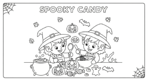 Quillbot's free AI image generator Halloween coloring pages example 4