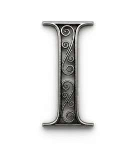 Capital letter I made of wrought iron from Quillbot's image generator