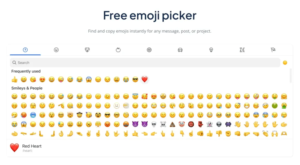 A screenshot of Quillbot's emoji picker tool