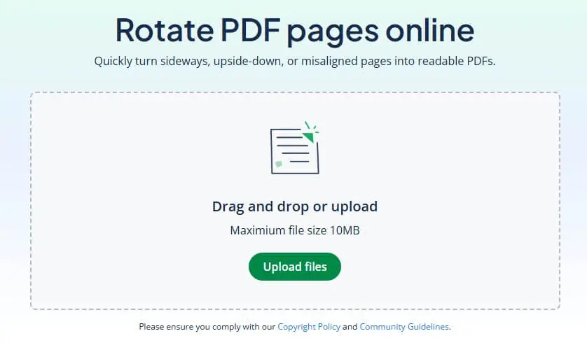 Quillbot rotate PDF tool homepage