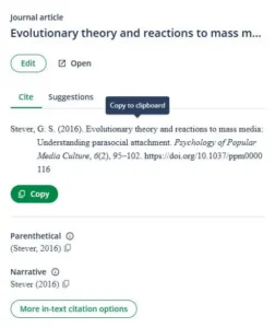 Journal article citation from Quillbot's Citation Generator