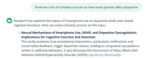 Prompt for scholarly source suggestions from Quillbot's AI Search
