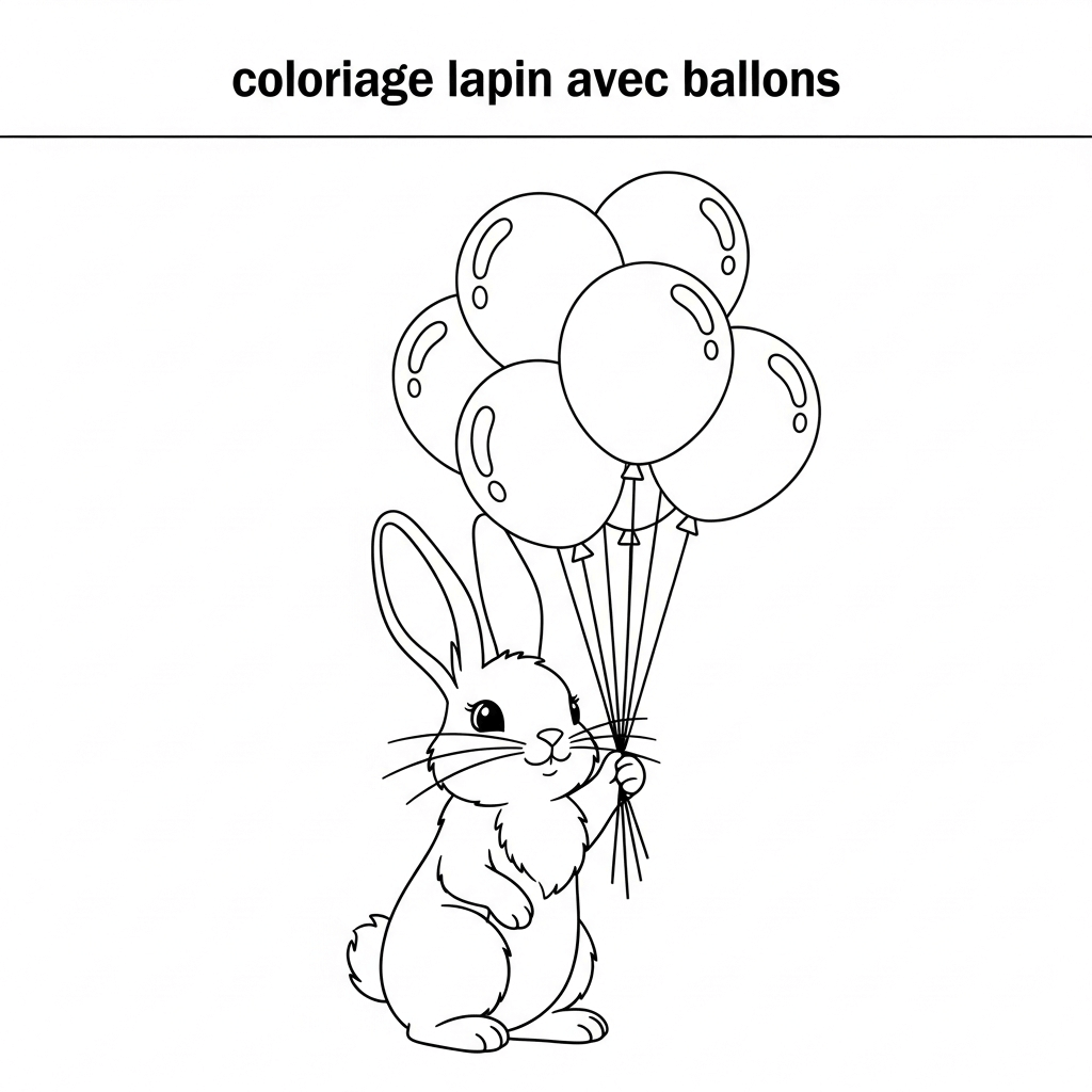 coloriage lapin ballons anniversaire