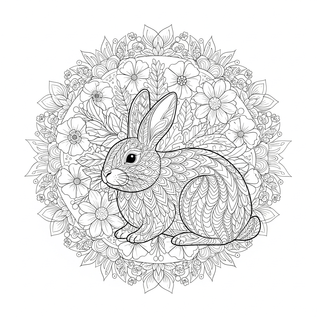 coloriage lapin dessin mandala