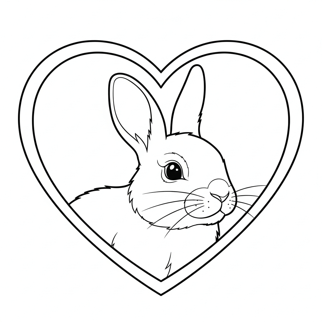coloriage lapin et coeur