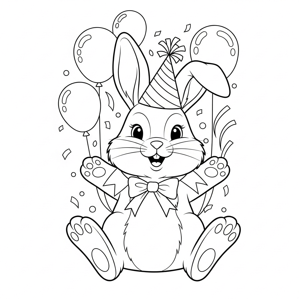 coloriage lapin fete