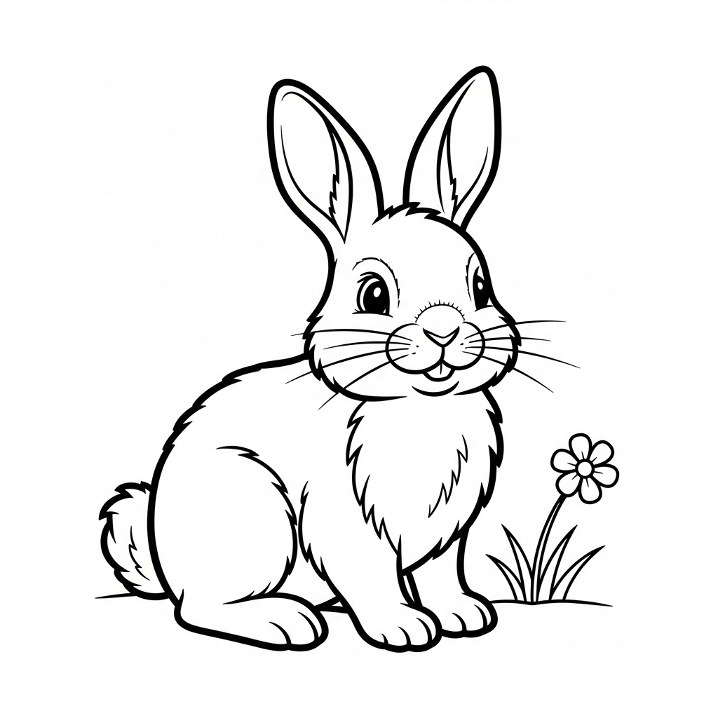 coloriage lapin fleur