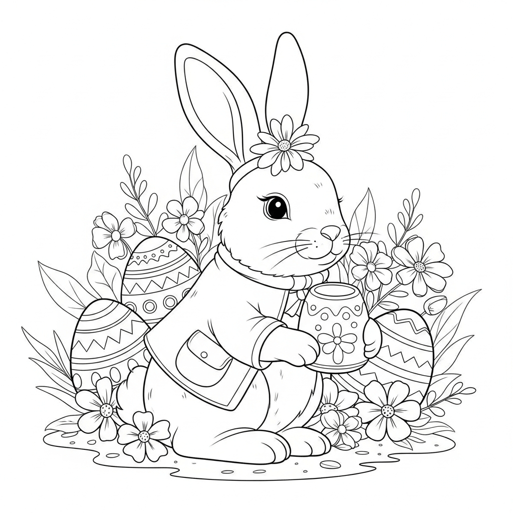 coloriage lapin paques