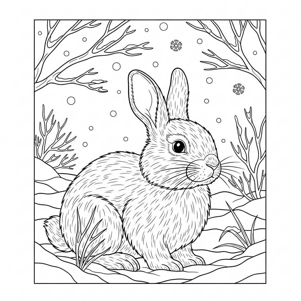 coloriage lapin hiver