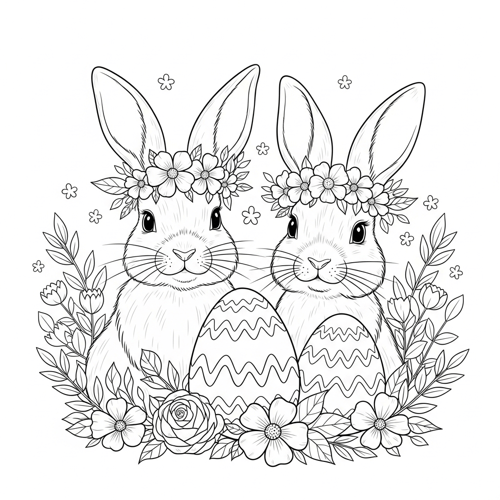 coloriage lapin paques