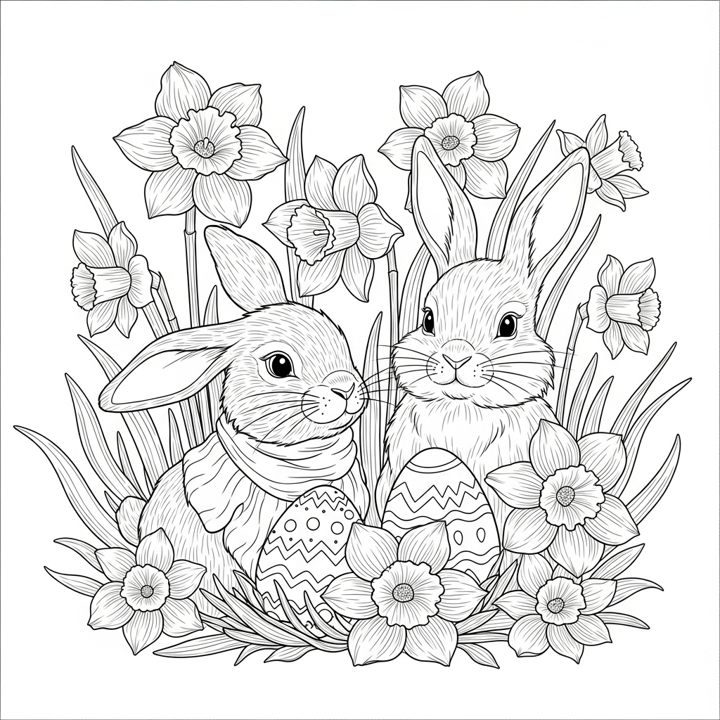 coloriage lapin paques