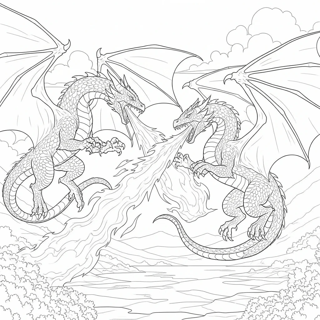 Drachen-Ausmalbild