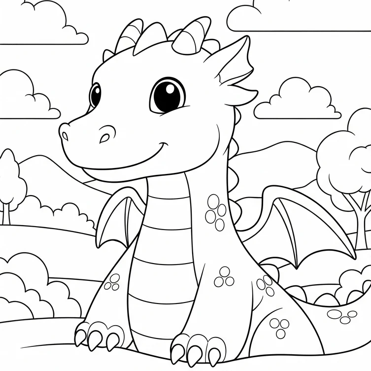 Drachen-Ausmalbild