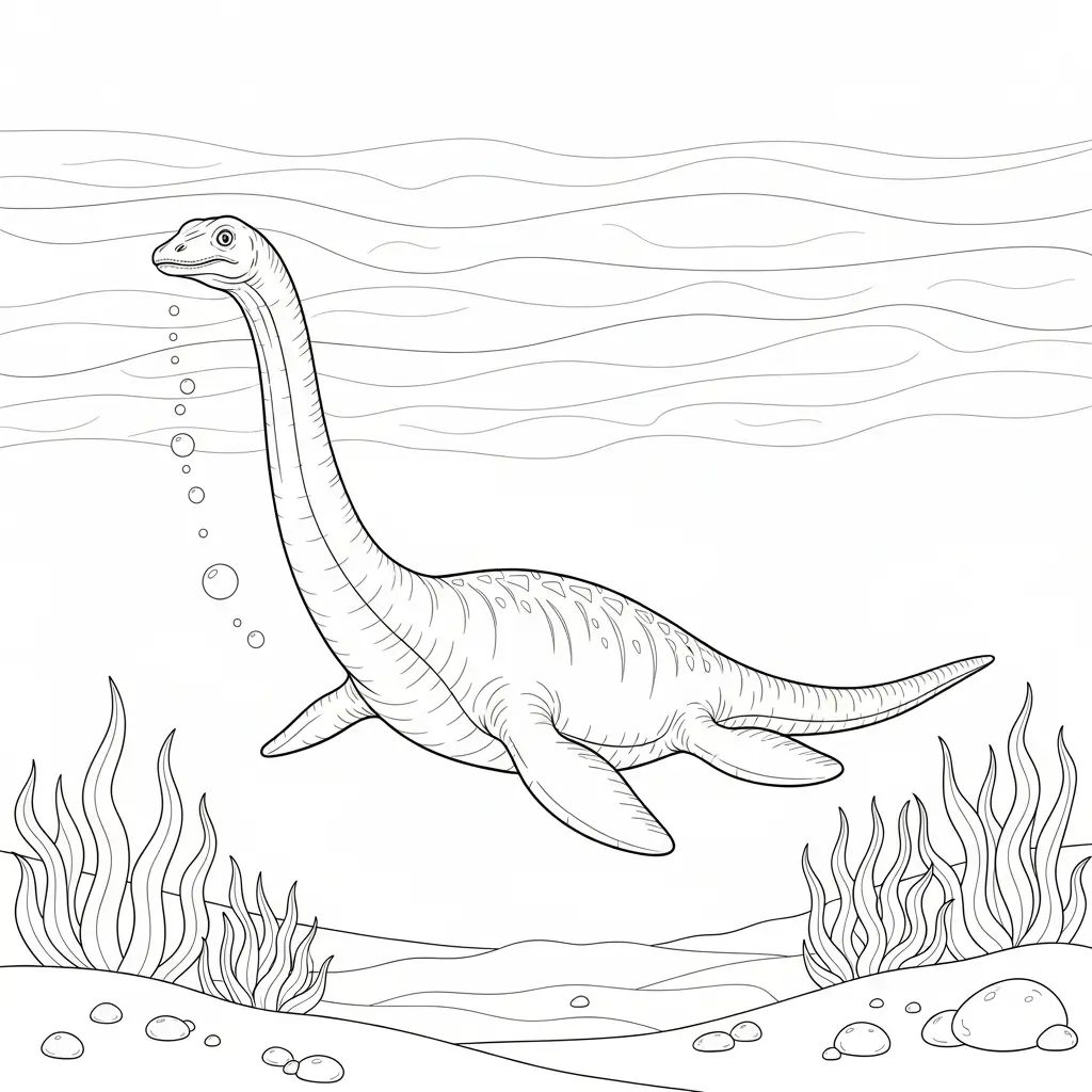 coloriage dinosaure elasmosaure