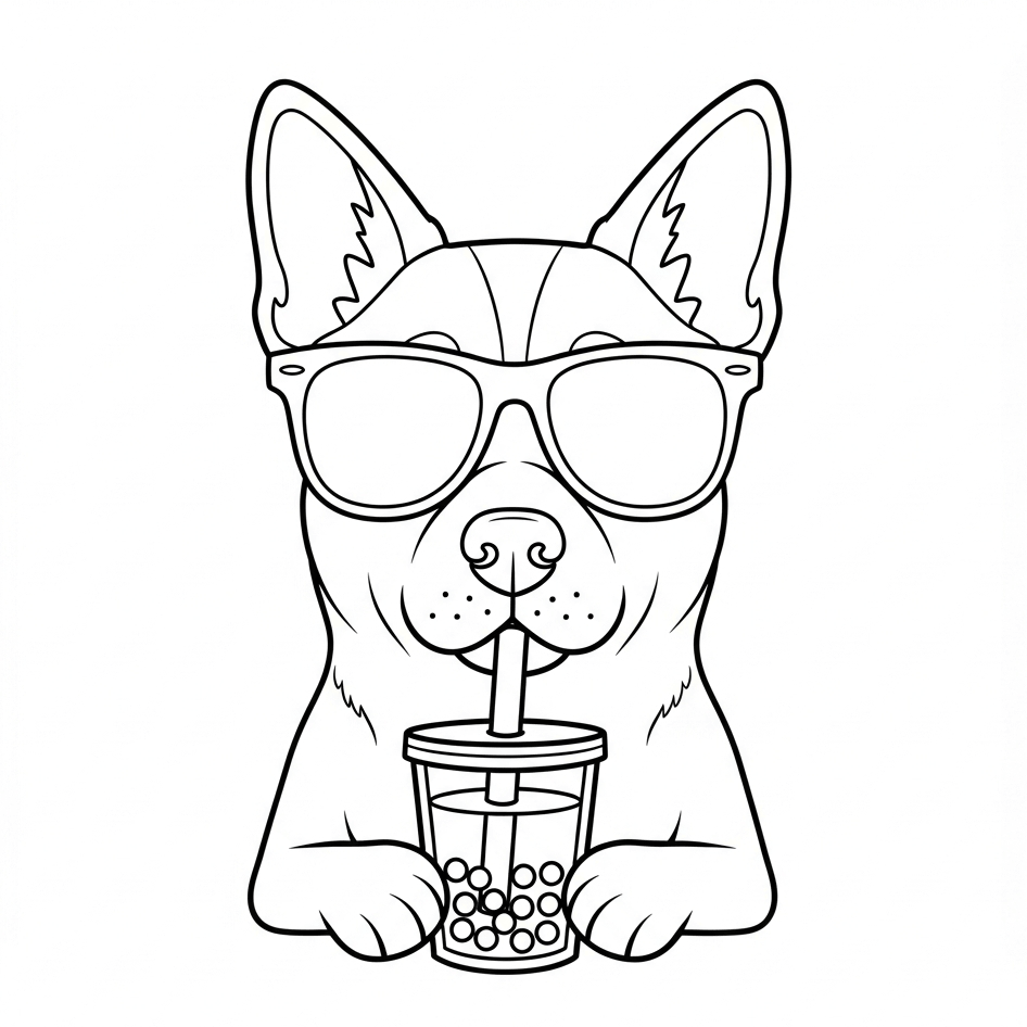 Hund trinkt Bubble Tea
